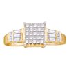Image 1 : 1/2 CTW Princess Diamond Cluster Bridal Wedding Engagement Ring 14kt Yellow Gold - REF-54H5R