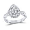 Image 1 : 3/8 CTW Womens Round Diamond Teardrop Cluster Ring 14kt White Gold - REF-68R2X