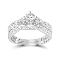 1/2 CTW Marquise Diamond Bridal Wedding Ring 14kt White Gold - REF-64F6W