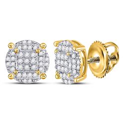 1/2 CTW Womens Round Diamond Cluster Earrings 10kt Yellow Gold - REF-28V5Y