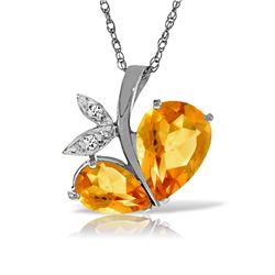 Genuine 4.06 ctw Citrine & Diamond Necklace 14KT White Gold - REF-59Y2F