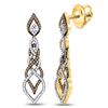 Image 1 : 1 & 1/2 CTW Womens Brown Diamond Dangle Earrings 10kt Yellow Gold - REF-61R4X