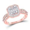 Image 1 : 7/8 CTW Womens Baguette Diamond Square Cluster Ring 14kt Rose Gold - REF-81T7V