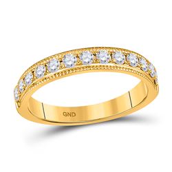1/2 CTW Womens Round Diamond Wedding Band Ring 14kt Yellow Gold - REF-54M5F
