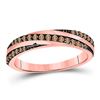 Image 1 : 1/4 CTW Womens Round Brown Diamond Diagonal Stripe Band Ring 14kt Rose Gold - REF-27M3F