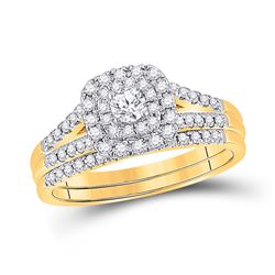 1/2 CTW Round Diamond Bridal Wedding Ring 14kt Yellow Gold - REF-74X9T