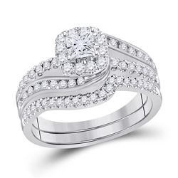 1 CTW Princess Diamond Bridal Wedding Ring 14kt White Gold - REF-126R2X