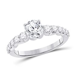 1 & 3/8 CTW Round Diamond Solitaire Bridal Wedding Engagement Ring 14kt White Gold - REF-320T4V