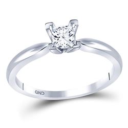 3/8 CTW Womens Princess Diamond Solitaire Bridal Wedding Engagement Ring 14kt White Gold - REF-58T5V