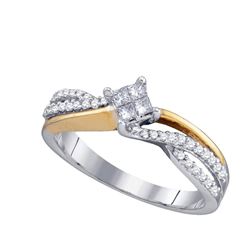 1/3 CTW Womens Princess Diamond Cluster Ring 14kt White Gold - REF-47H3R