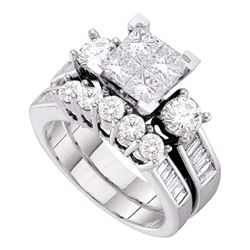 3 CTW Princess Diamond Bridal Wedding Ring Band Set 10kt White Gold - REF-446T6V