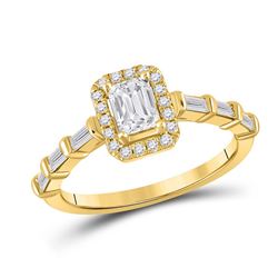 7/8 CTW Emerald Diamond Solitaire Bridal Wedding Engagement Ring 14kt Yellow Gold - REF-190T8V