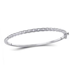 1/2 CTW Womens Round Diamond Bangle Bracelet 10kt White Gold - REF-68M2F
