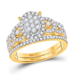 7/8 CTW Round Diamond Bridal Wedding Ring 14kt Yellow Gold - REF-98N7A