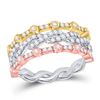 Image 1 : 5/8 CTW Womens Round Diamond Convertible Stackable Band Ring 10kt Tri-Tone Gold - REF-61V4Y