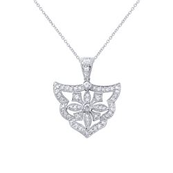 0.58 CTW Diamond Necklace 18K White Gold - REF-74K7W