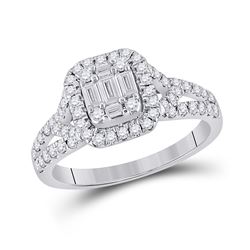3/4 CTW Womens Baguette Diamond Square Ring 14kt White Gold - REF-88M5F