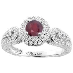 1.10 CTW Ruby & Diamond Ring 14K White Gold - REF-89R2H