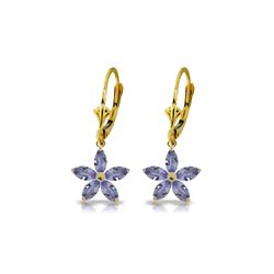 Genuine 2.8 ctw Tanzanite Earrings 14KT Yellow Gold - REF-68Y3F