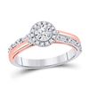 Image 1 : 1/2 CTW Round Diamond Solitaire Bridal Wedding Engagement Ring 10kt Two-tone Gold - REF-60Y2N