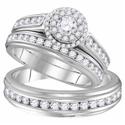 1 & 5/8 CTW His Hers Round Diamond Solitaire Matching Wedding Set 10kt White Gold - REF-153V5Y