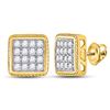 Image 1 : 3/4 CTW Mens Round Diamond Square Earrings 10kt Yellow Gold - REF-51M8F