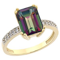 3.70 CTW Mystic Topaz & Diamond Ring 10K Yellow Gold - REF-32M2K