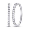 Image 1 : 1/4 CTW Womens Round Diamond Slender Single Row Hoop Earrings 10kt White Gold - REF-24W5H
