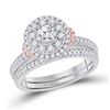 Image 1 : 1 CTW Round Diamond Bridal Wedding Ring 14kt Two-tone Gold - REF-136Y4N