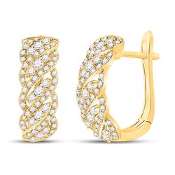 5/8 CTW Womens Round Diamond Cascading Hoop Earrings 14kt Yellow Gold - REF-57M3F