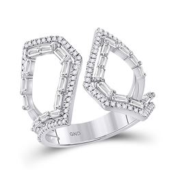 3/4 CTW Womens Round Diamond Modern Fashion Ring 14kt White Gold - REF-88W5H