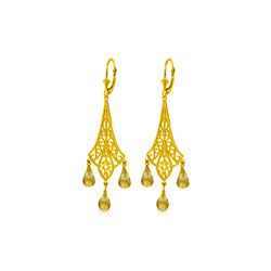 Genuine 4.2 ctw Citrine Earrings 14KT Yellow Gold - REF-57W3Y