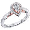 Image 1 : 1/8 CTW Womens Round Diamond Teardrop Ring 10kt Two-tone Gold - REF-20W5H