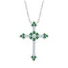 Image 1 : 7/8 CTW Womens Round Lab-Created Emerald Cross Pendant 10kt White Gold - REF-34M3F