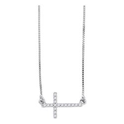 1/10 CTW Womens Round Diamond Cross Pendant 10kt White Gold - REF-15Y2N