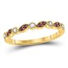 Image 1 : 1/8 CTW Womens Round Ruby Diamond Stackable Band Ring 10kt Yellow Gold - REF-12W2H