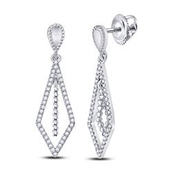 1/5 CTW Womens Round Diamond Geometric Dangle Earrings 10kt White Gold - REF-23V3Y
