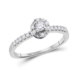 1/4 CTW Womens Round Diamond Solitaire Promise Ring 14kt White Gold - REF-24N5A