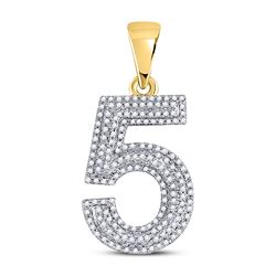 1/2 CTW Mens Round Diamond Number 5 Charm Pendant 10kt Yellow Gold - REF-37A5M