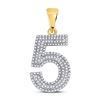 Image 1 : 1/2 CTW Mens Round Diamond Number 5 Charm Pendant 10kt Yellow Gold - REF-37A5M