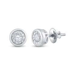 1/4 CTW Womens Round Diamond Solitaire Stud Earrings 10kt White Gold - REF-27A3M