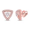Image 1 : 3/8 CTW Womens Round Diamond Cluster Triangle Earrings 14kt Rose Gold - REF-34F3W