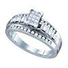 Image 1 : 1/2 CTW Princess Diamond Cluster Bridal Wedding Engagement Ring 10kt White Gold - REF-42H8R