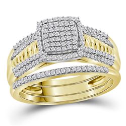 3/8 CTW Round Diamond Cluster Bridal Wedding Ring 10kt Yellow Gold - REF-44M2F