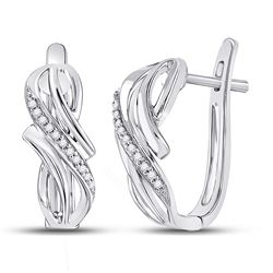 1/12 CTW Womens Round Diamond Hoop Earrings 10kt White Gold - REF-23T3V