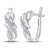 Image 1 : 1/12 CTW Womens Round Diamond Hoop Earrings 10kt White Gold - REF-23T3V