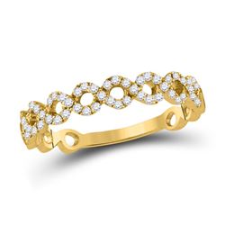 1/5 CTW Womens Round Diamond Geometric Stackable Band Ring 10kt Yellow Gold - REF-23N7A
