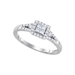 1/3 CTW Princess Diamond Square Frame Cluster Ring 14kt White Gold - REF-46T4V