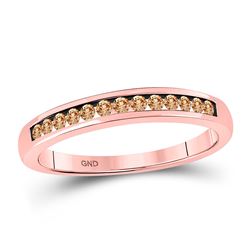 1/4 CTW Womens Round Brown Diamond Anniversary Ring 10kt Rose Gold - REF-16N4A