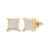 Image 1 : 1/4 CTW Womens Princess Diamond Square Earrings 10kt Yellow Gold - REF-14W4H
